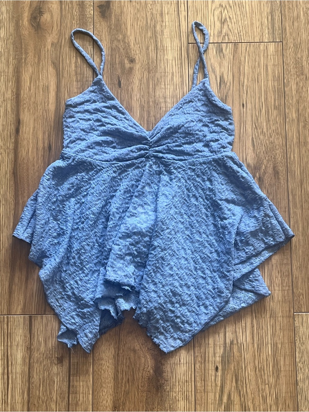 See You Monday Light Blue Textured Spaghetti-Strap Camisole